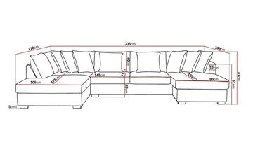 Rossita 5-sits Vänstervänd U-formad Djup Soffa med Divan och Schäslong i Tyg - Beige - Products - Möbler - Soffa - U-soffa