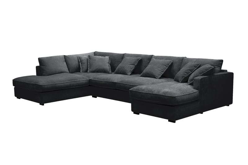 Rossita Lyx 5-sits Högervänd U-formad Extra djup Soffa med Divan och Schäslong i Chenille - Svart - Products - Möbler - Soffa - U-soffa