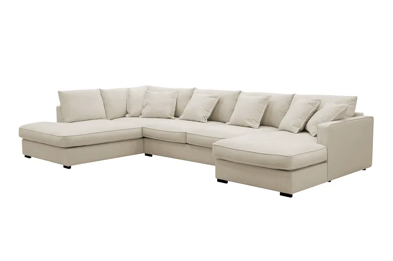 Rossita Lyx 5-sits Högervänd U-formad Extra djup Soffa med Divan och Schäslong i Tyg - Beige - Products - Möbler - Soffa - U-soffa