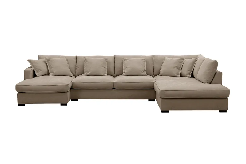 Rossita Lyx 5-sits Högerv änd U-formad Extra djup Soffa med Divan och Schäslong i Tyg, Brun