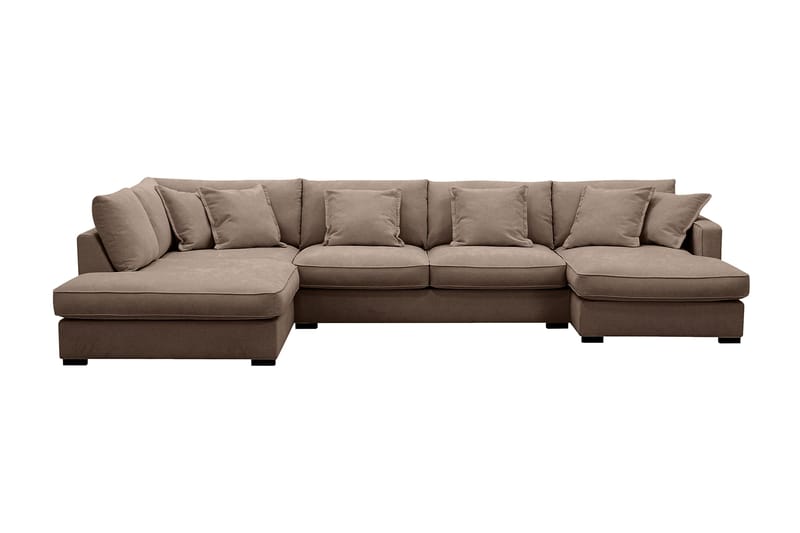 Rossita Lyx 5-sits Högervänd U-formad Extra djup Soffa med Divan och Schäslong i Tyg - Mörkbrun - Products - Möbler - Soffa - U-soffa