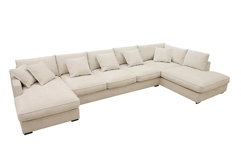 Rossita Lyx 6-sits Högervänd U-formad Extra djup Soffa med Divan och Schäslong i Chenille - Beige - Products - Möbler - Soffa - U-soffa
