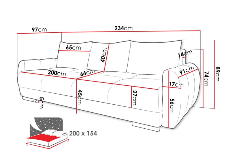 Simerly Soffa 3-sits i Plysch - Ljusgrå - Products - Möbler - Soffa - 3 sits soffa