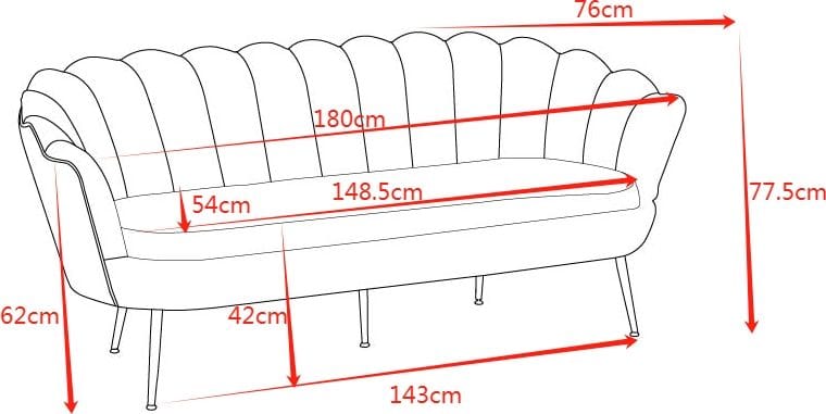 Soffa 3-sits i svart sammet - Kingsley - Svart - Products - Möbler - Soffa - Sammetssoffa