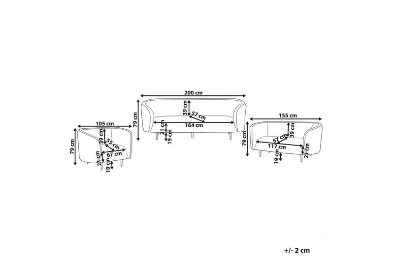 6-sits Soffgrupp Loen Vit - Vit - Products - Möbler - Soffa - Soffgrupp - Soffgrupp 3 2 1