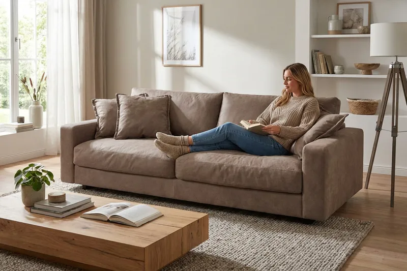 Valencia Extra Djup 3-sits Soffa i Chenille - Mörkbrun - Products - Möbler - Soffa - 3 sits soffa