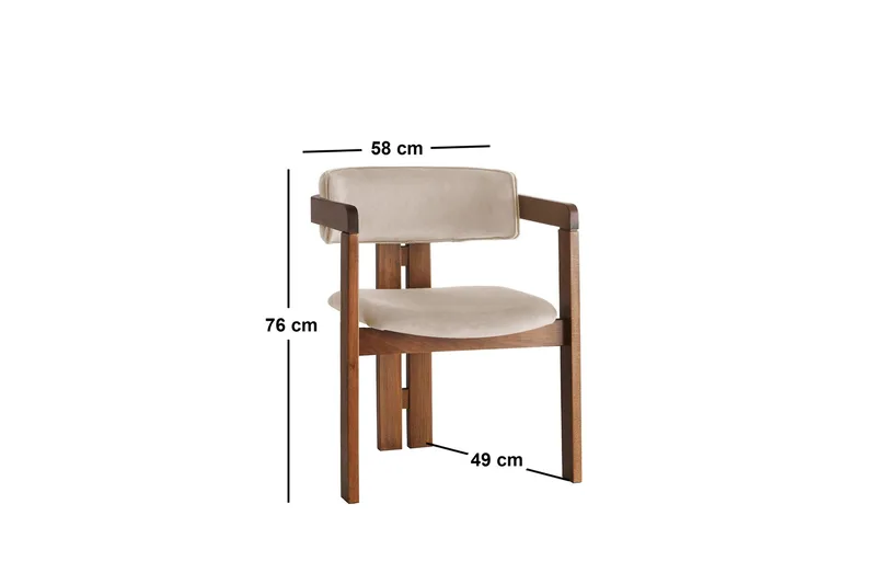 Dellon Karmstol - Valnöt/Beige - Products - Möbler - Fåtölj & stolar - Karmstol