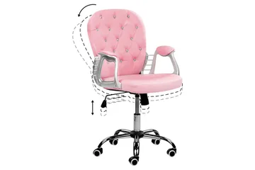 Kontorsstol med kristaller Princess Rosa/svart/silver - Rosa/svart/silver - Products - Möbler - Fåtölj & stolar - Kontorsstol & skrivbordsstol