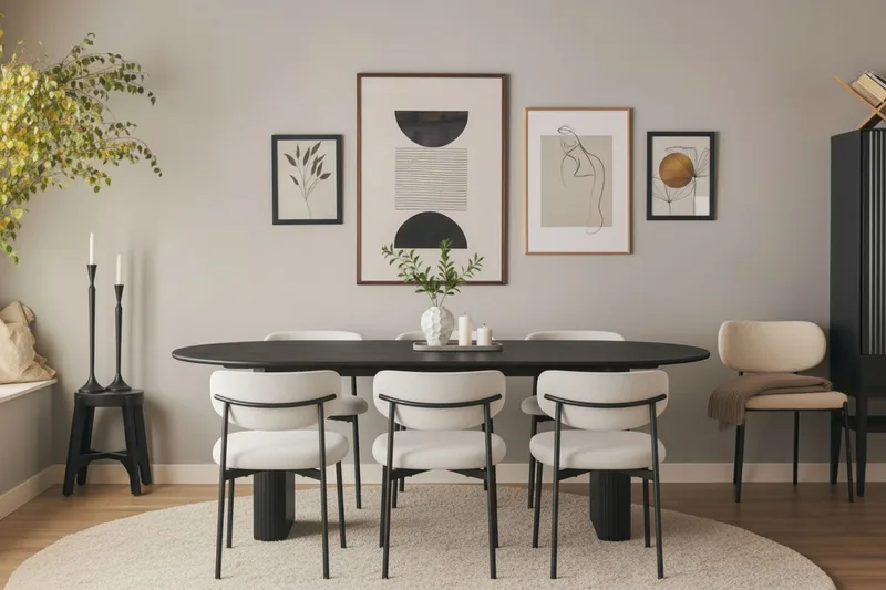 Lucy Matstol - Vit Bouclé / Metallben Svart - Products - Möbler - Fåtölj & stolar - Matstol & köksstol