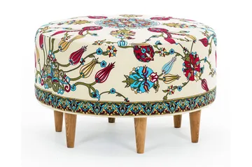 Cerasolo Sittpuff Rund - Sammet/Beige/Röd/Natur - Products - Möbler - Fåtölj & stolar - Pall & puff - Sittpuff