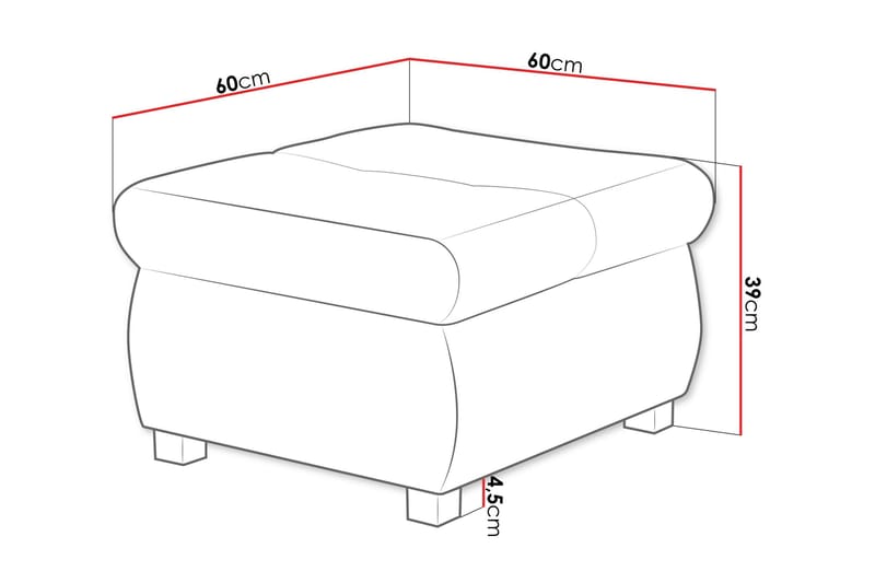 Cerys Fotpall 60 cm - Ljusgrå - Products - Möbler - Fåtölj & stolar - Pall & puff - Fotpallar