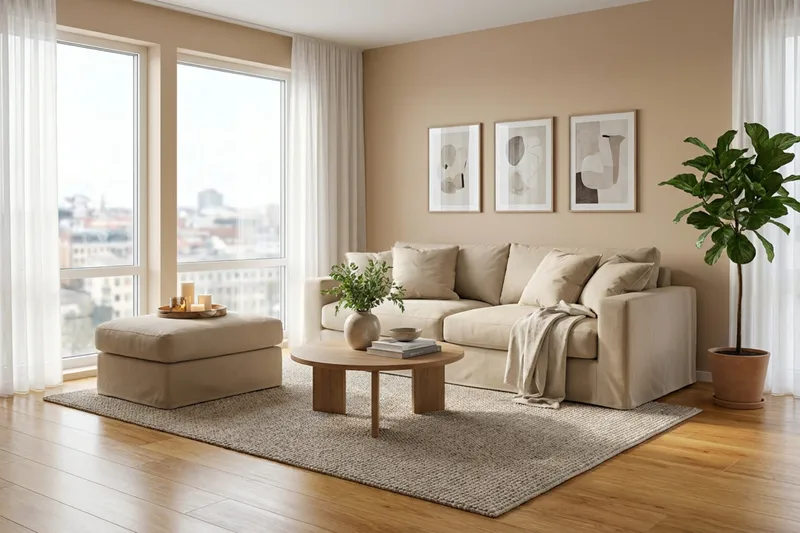 Valencia Fotpall med avtagbar och tvättbar klädsel - Beige - Products - Möbler - Fåtölj & stolar - Pall & puff - Fotpallar