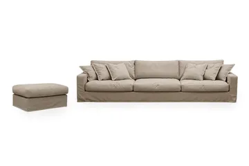 Valencia Extra Djup 5-sits soffa + fotpall med avtagbar och tvättbar klädsel, Brun