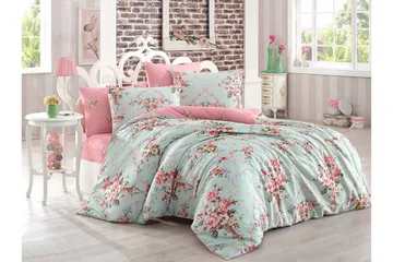 Eponj Home Bäddset Dubbelt 4-dels - Mint/Rosa/Gul/Grön - Products - Textil & mattor - Sängkläder - Bäddset & påslakanset - Påslakanset dubbelsäng