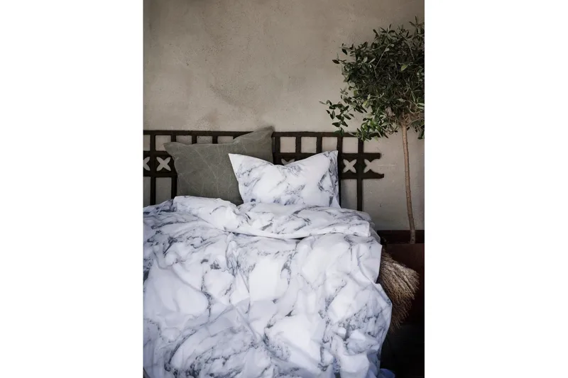 Påslakanset Enkelsäng 2-Dels Marmor Vit - Borganäs of Sweden - Products - Textil & mattor - Sängkläder - Bäddset & påslakanset - Påslakanset dubbelsäng