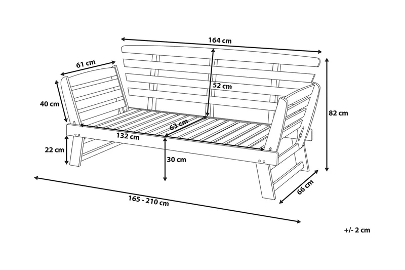 Portici Trädgårdssoffa 210 cm - Trä/Natur - Products - Utemöbler & utemiljö - Balkong & altan - Balkongmöbler - Balkongsoffa
