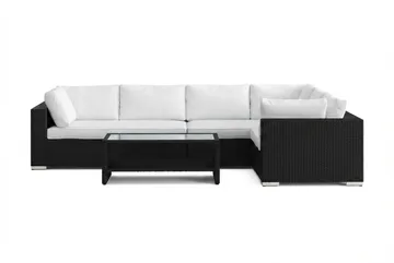 Bahamas L-formad utesoffa vänster, 6-sits med bord och hylla - Svart - Products - Utemöbler & utemiljö - Loungemöbler - Loungeset & loungegrupp