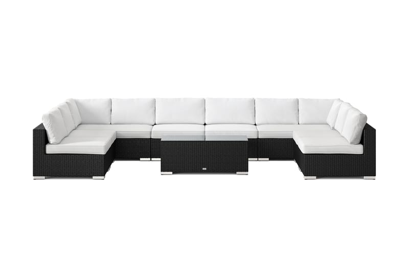 Bahamas U-formad utomhus loungegrupp med öppet avslut, 9-sits med bord - Svart - Products - Utemöbler & utemiljö - Loungemöbler - Loungeset & loungegrupp