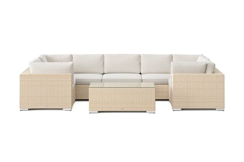 Bahamas U-formad utomhus loungegrupp med stängt avslut, 7-sits med bord - Beige - Products - Utemöbler & utemiljö - Loungemöbler - Loungeset & loungegrupp