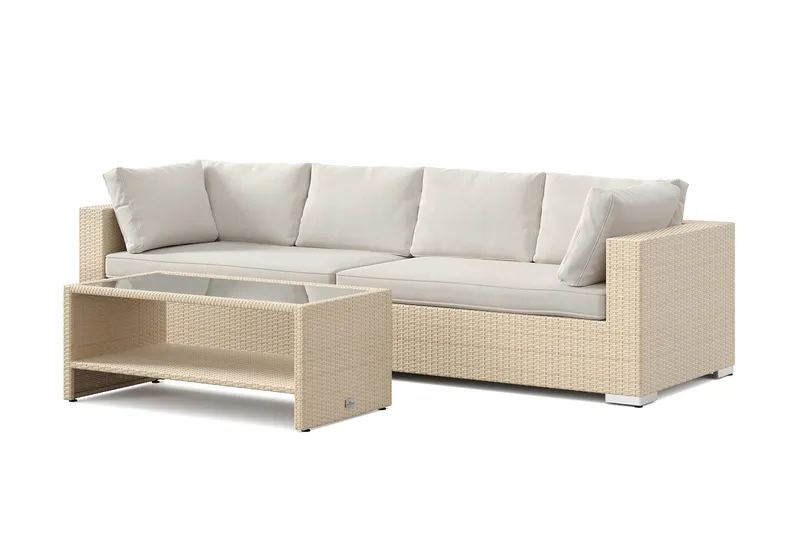 Bahamas utesoffa 4-sits med bord och hylla, Beige