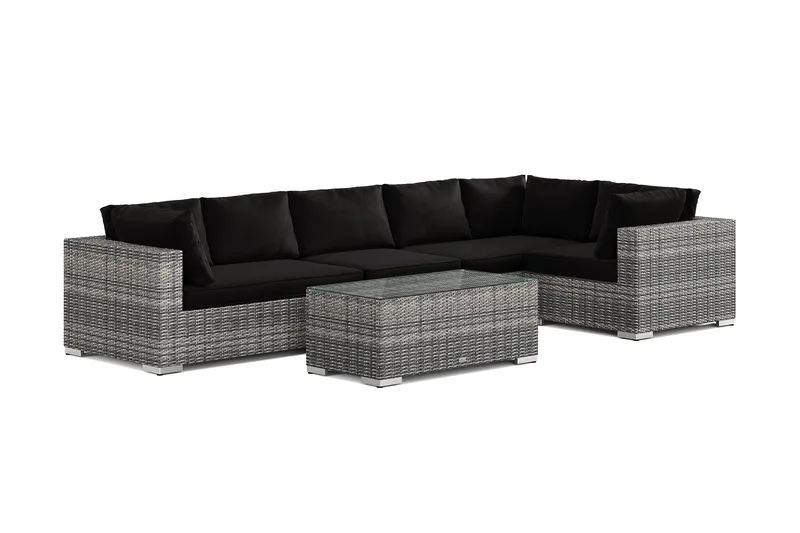 Bahamas utomhus hörnsoffa 6-sits vändbar med bord, Grå