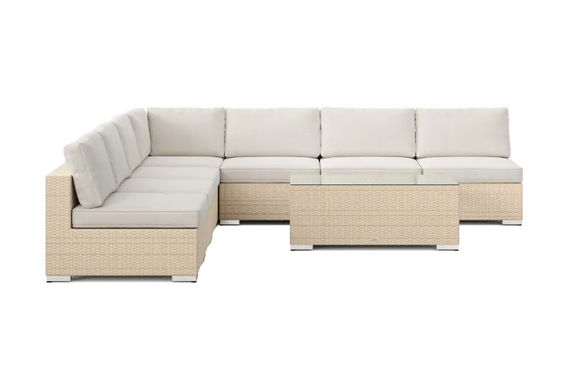 Bahamas utomhus hörnsoffa 7-sits vändbar med öppet avslut och bord - Beige - Products - Utemöbler & utemiljö - Loungemöbler - Loungeset & loungegrupp