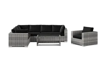 Bahamas utomhus L-soffa höger 7-sits med fåtölj och bord med hylla - Grå - Products - Utemöbler & utemiljö - Loungemöbler - Loungeset & loungegrupp