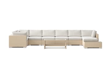 Bahamas utomhus U-soffa 8-sits vändbar divan med öppet avslut och bord med hylla - Beige - Products - Utemöbler & utemiljö - Loungemöbler - Loungeset & loungegrupp
