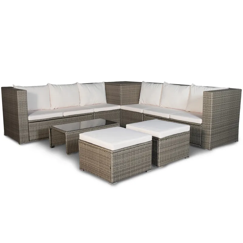 Exklusiv loungegrupp | Inbyggd förvaring | Brun konstrotting | Djursvik - Brun - Products - Utemöbler & utemiljö - Loungemöbler - Loungeset & loungegrupp
