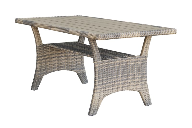 James Light Stor L-formad vändbar loungegrupp utomhus i konstrotting med förvaring och vita dynor - Brun / Beige - Products - Utemöbler & utemiljö - Loungemöbler - Loungeset & loungegrupp