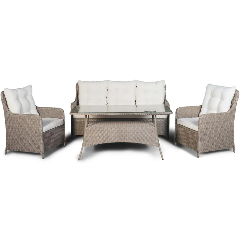 Loungegrupp utemöbler | Beige konstrotting | Rögrund - Products - Utemöbler & utemiljö - Loungemöbler - Loungeset & loungegrupp