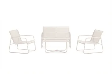 Pelanda Loungegrupp  - Soffa och 2 fåtöljer i stål soffbord med frostad glasskiva