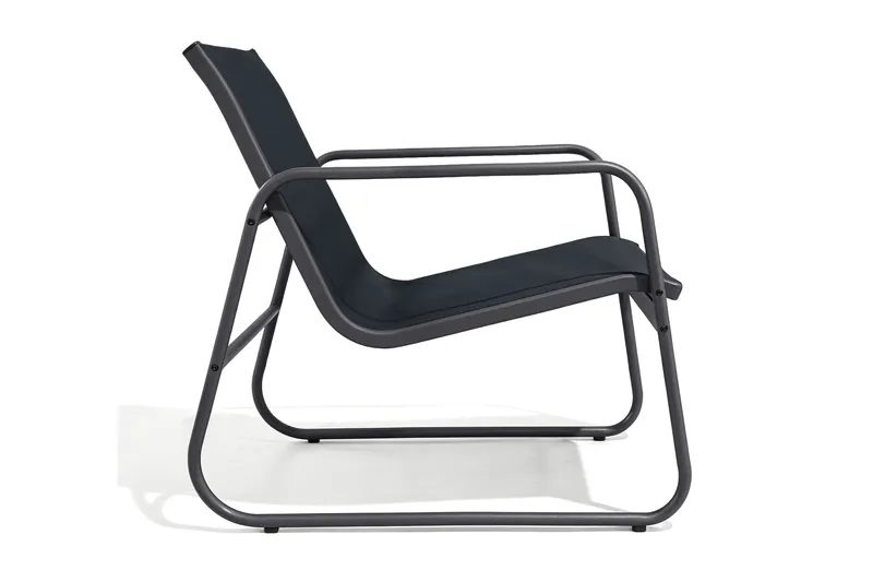 Pelanda Loungegrupp  - Soffa och 2 fåtöljer i stål soffbord med frostad glasskiva - Svart - Products - Utemöbler & utemiljö - Loungemöbler - Loungeset & loungegrupp