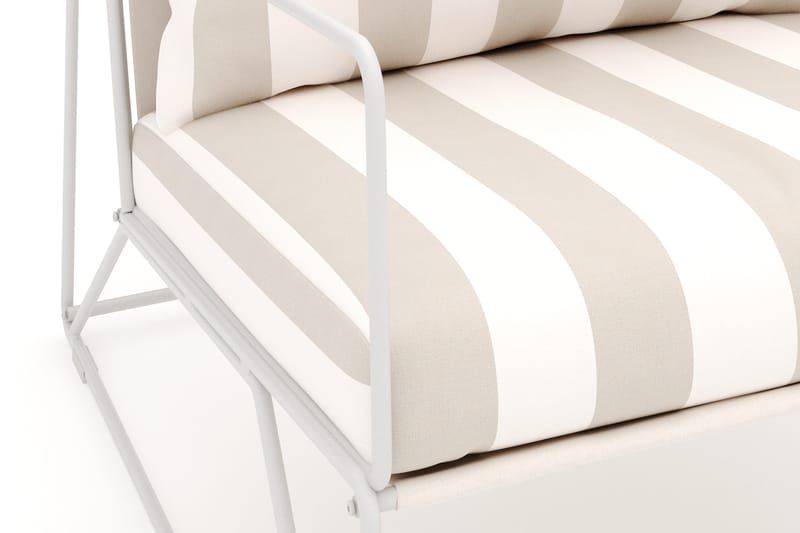Usteryd loungefåtölj utomhus i järn med vattenavisande randig dyna - Beige / Vit - Products - Utemöbler & utemiljö - Loungemöbler - Loungestol utomhus