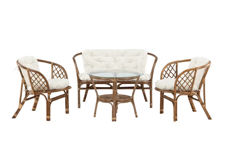 Wera Soffgrupp Utomhus 4-sits - Brun/Vit - Products - Utemöbler & utemiljö - Loungemöbler - Loungeset & loungegrupp