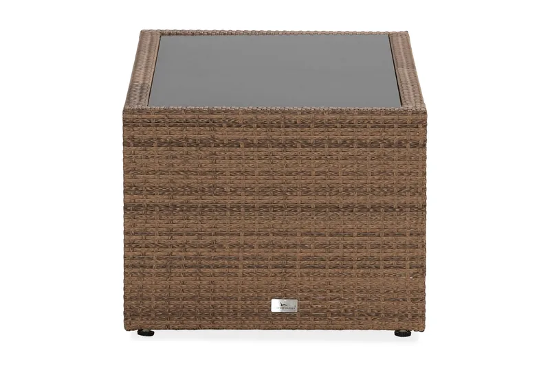 Bahamas Loungbord och Soffbord med hylla Utomhus 113 cm Konstrotting Glas - Sand - Products - Utemöbler & utemiljö - Utebord & trädgårdsbord - Loungebord & soffbord utomhus
