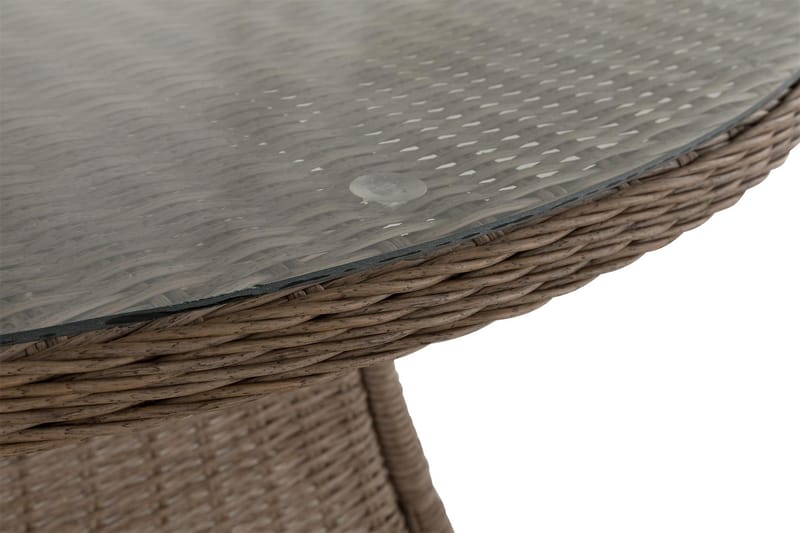 Marcus Stort Runt Matbord Utomhus 140 cm – Utebord i konstrotting med glasskiva för Uteplats och Trädgård - Natur Brun - Products - Utemöbler & utemiljö - Utebord & trädgårdsbord - Matbord utomhus