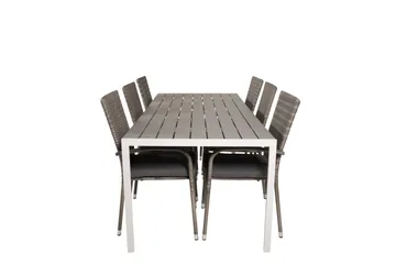 Break Matgrupp Utomhus 205 cm + 6 st Anna Karmstolar Utomhus - Grå /Vit - Products - Utemöbler & utemiljö - Utegrupp - Matgrupp utomhus