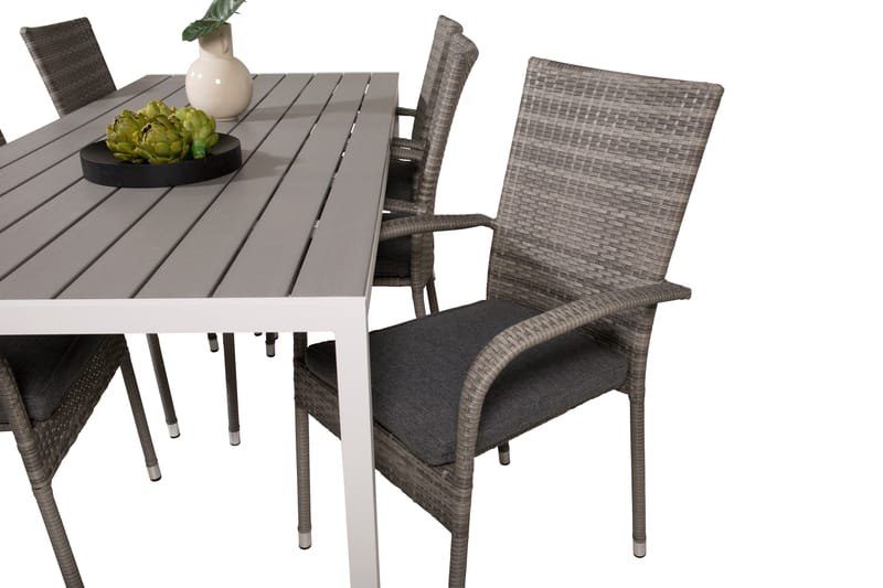 Break Matgrupp Utomhus 205 cm + 6 st Anna Karmstolar Utomhus - Grå /Vit - Products - Utemöbler & utemiljö - Utegrupp - Matgrupp utomhus