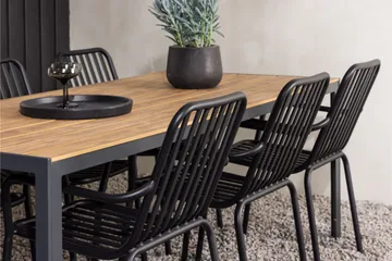 Break Matgrupp Utomhus 205 cm + 6 st Peking Karmstolar - Svart/Brun - Products - Utemöbler & utemiljö - Utegrupp - Matgrupp utomhus