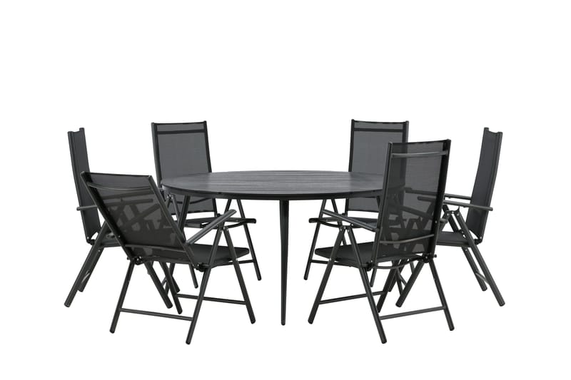 Break Matgrupp Utomhus Rund 150 cm + 6 Break Positionsstol - Svart - Products - Utemöbler & utemiljö - Utegrupp - Matgrupp utomhus