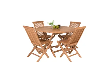 Kenya Matgrupp Utomhus Rund 120 cm + 4 Kenya Hopfällbar Stol - Brun - Products - Utemöbler & utemiljö - Utegrupp - Matgrupp utomhus
