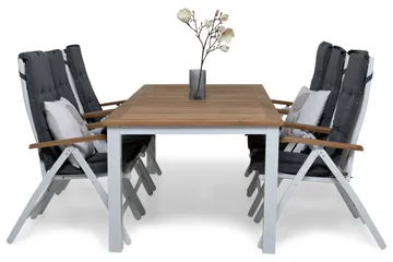 Las Vegas Matgrupp Utomhus 220-280 + 6 Positionsstol Lyx m Dyna - Vit/Teak/Vit/Teak/Grå - Products - Utemöbler & utemiljö - Utegrupp - Matgrupp utomhus