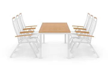 Las Vegas Matgrupp Utomhus 220-280 + 6 Positionsstol Lyx - Teak/Vit - Products - Utemöbler & utemiljö - Utegrupp - Matgrupp utomhus