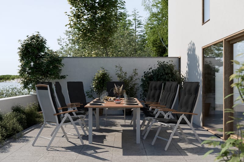 Las Vegas Matgrupp Utomhus 220-280x100+ 8 Las Vegas Lyx Stol m Dyna - Vit/Teak/Svart - Products - Utemöbler & utemiljö - Utegrupp - Matgrupp utomhus