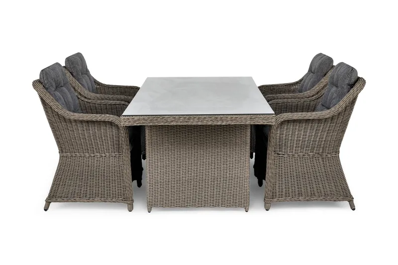 Marcus Matgrupp 200 + 4 Fåtöljer m Dyna, Grå