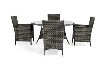 Thor Matgrupp Utomhus Ø140+4 Thor Stolar - Grå/Grå - Products - Utemöbler & utemiljö - Utegrupp - Matgrupp utomhus