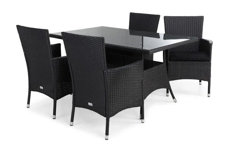 Thor Matgrupp Utomhus 140 + 4 Thor F åtölj m Dyna, Svart/Svart/Svart