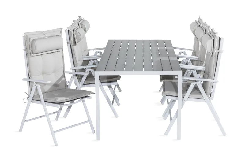 Tunis Matgrupp Utomhus 205x90 + 6 Maggie Positionsstol m Dyna - Vit/Grå/Offwhite - Products - Utemöbler & utemiljö - Utegrupp - Matgrupp utomhus