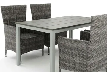 Tunis utomhus matgrupp 140x90 cm med 4 Thor utefåtöljer - Vit/Grå - Products - Utemöbler & utemiljö - Utegrupp - Matgrupp utomhus